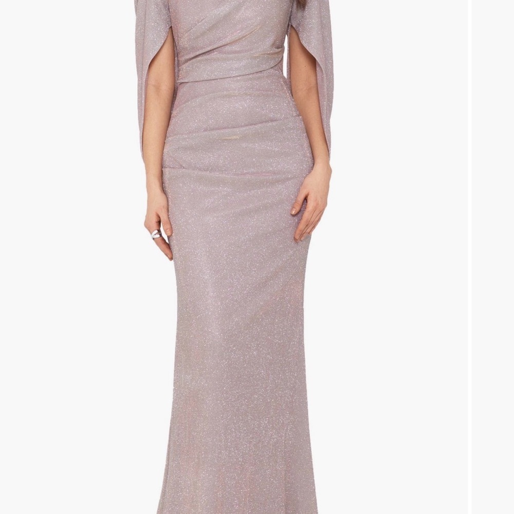 Betsy & Adam Shimmering Pink Draped Dress